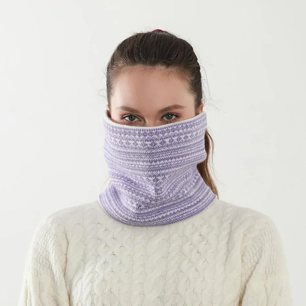 Men's Light Purple Winter Ski Neck Gaiter Face Scarf Fleece Windproof Scarves